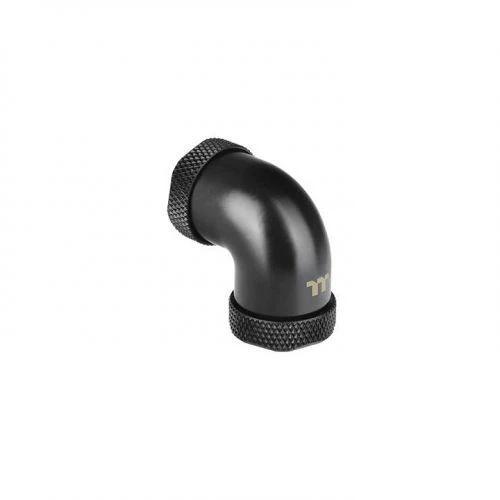 Thermaltake Pacific G1/4 PETG Tube 90-Degree Dual Compression 12mm OD - Black - وصلات أنابيب
